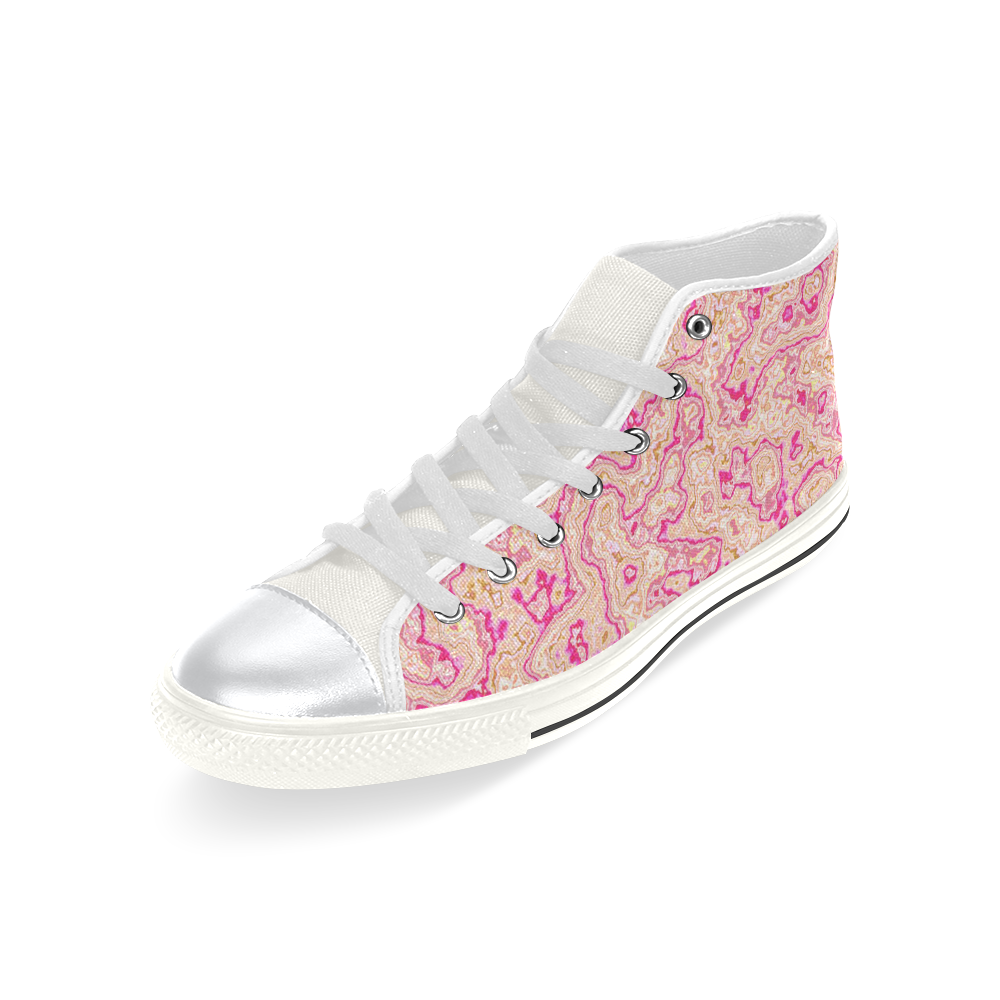 lovely marbled 1116A High Top Canvas Women's Shoes/Large Size (Model 017)