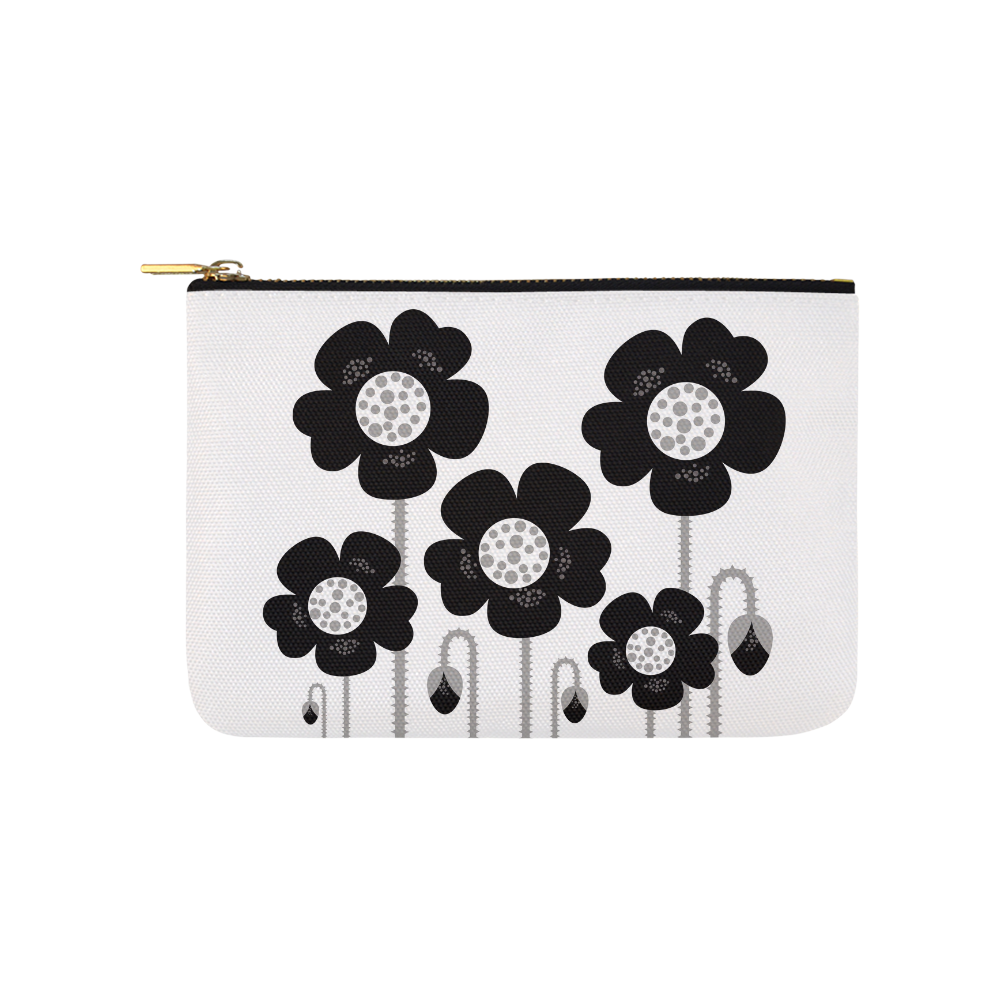 Death flowers. New artistic bag in studio. BLACK AND WHITE elegant ladies bag Carry-All Pouch 9.5''x6''