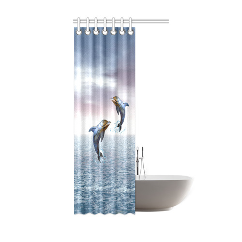 steampunk jumping dolphins Shower Curtain 36"x72"