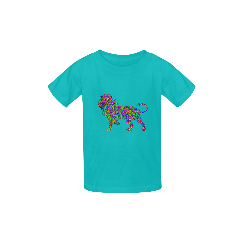 Abstract Triangle Lion Aqua Green Kid's  Classic T-shirt (Model T22)