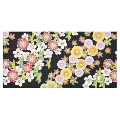 Beautiful Vintage Japanese Floral Kimono Cotton Linen Tablecloth 60"x120"