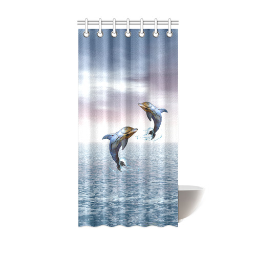 steampunk jumping dolphins Shower Curtain 36"x72"