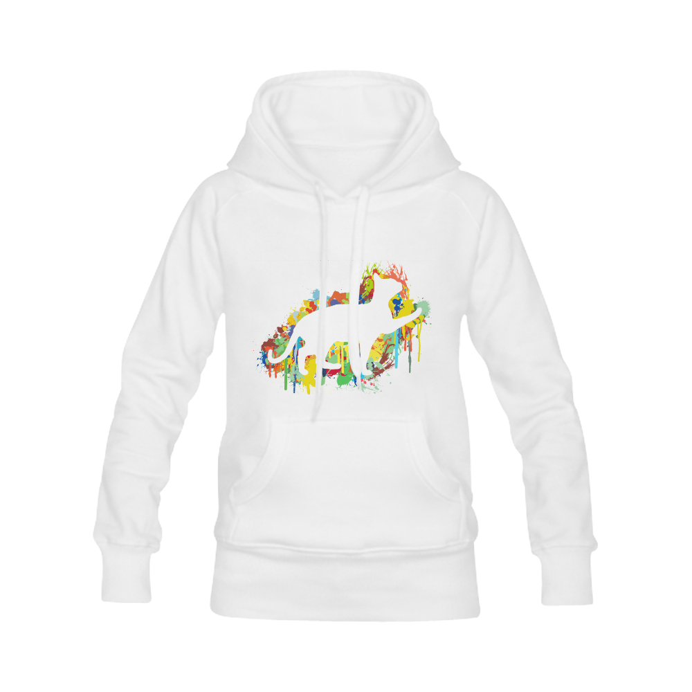 Lovely Cat Colorful Painting Splash Women's Classic Hoodies (Model H07)