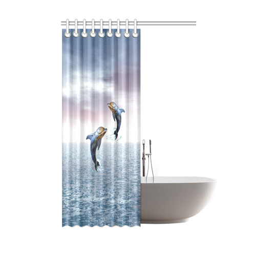 steampunk jumping dolphins Shower Curtain 48"x72"