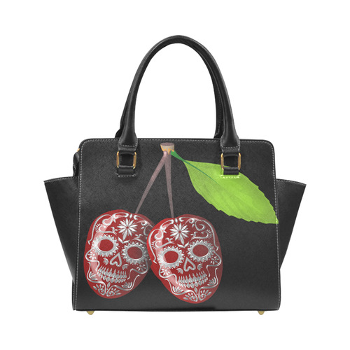 Cherry Sugar Skull Rivet Shoulder Handbag (Model 1645)