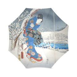 Tale of Genji Toyokuni Hiroshige Japanese Woman Foldable Umbrella (Model U01)