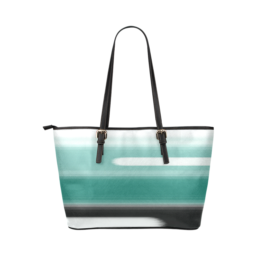 Green Abstract Leather Tote Bag/Large (Model 1651)