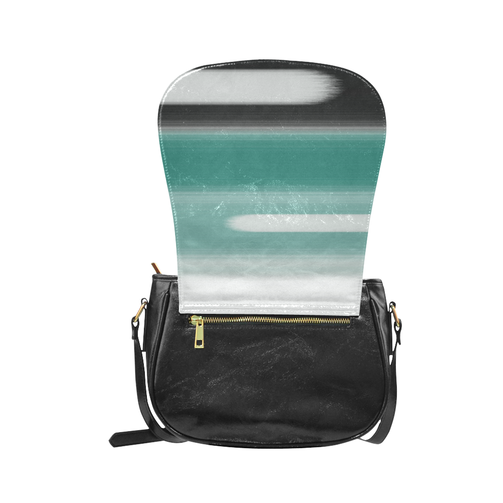 Green Abstract Classic Saddle Bag/Small (Model 1648)