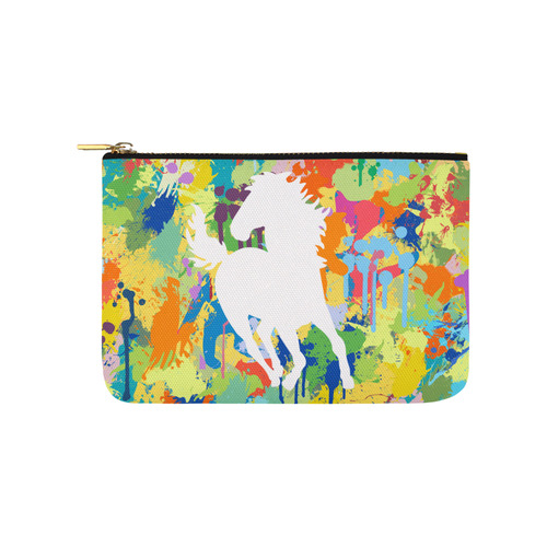 Horse Shape Template Colorful Splash Carry-All Pouch 9.5''x6''