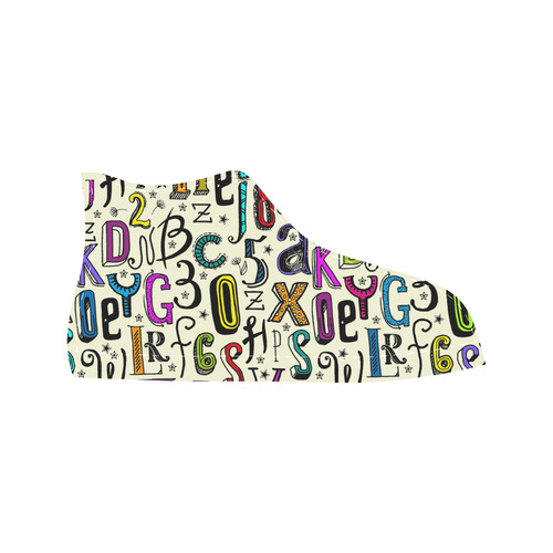 Letters Numbers Stars Typography Pattern Colored Aquila High Top Microfiber Leather Women's Shoes (Model 032)
