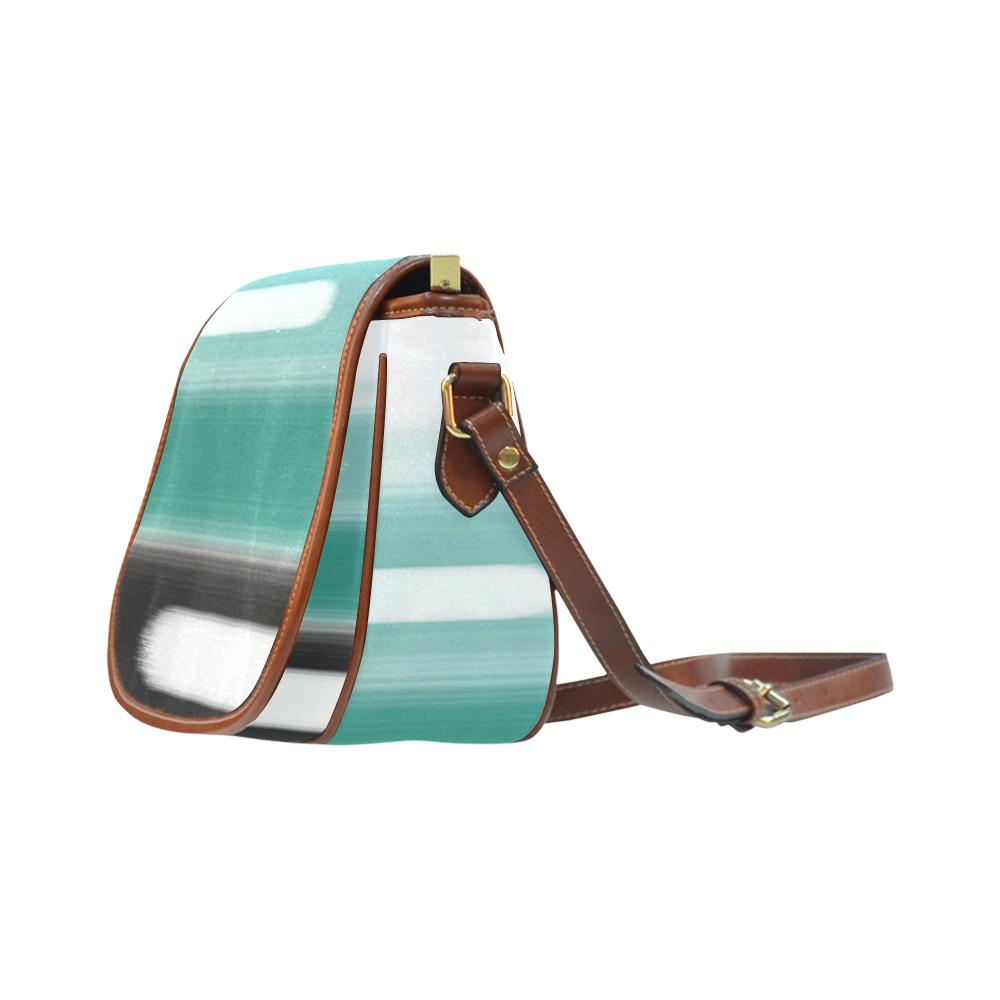 Green Abstract Saddle Bag/Small (Model 1649) Full Customization