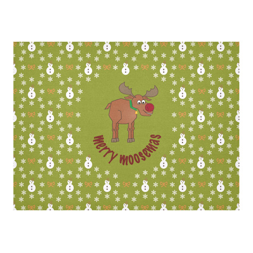 Merry Moosemas Cotton Linen Tablecloth 52"x 70"