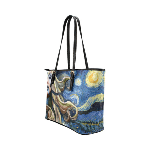 Starry Night Leather Tote Bag/Large (Model 1651)