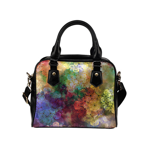 WATERCOLOR MANDALA dark grunge style pattern Shoulder Handbag (Model 1634)