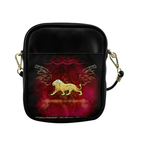 Golden lion on vintage background Sling Bag (Model 1627)