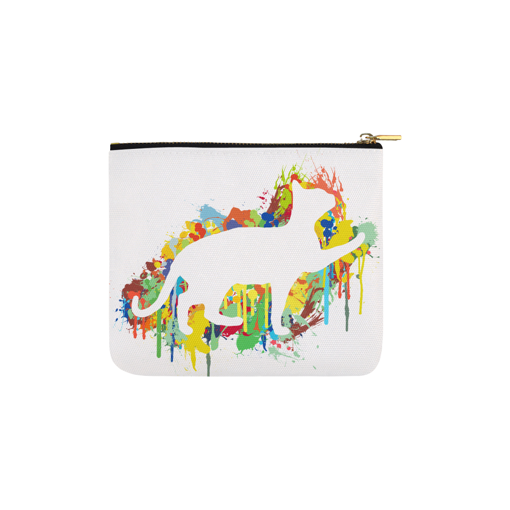 Lovely Cat Colorful Painting Splash Carry-All Pouch 6''x5''