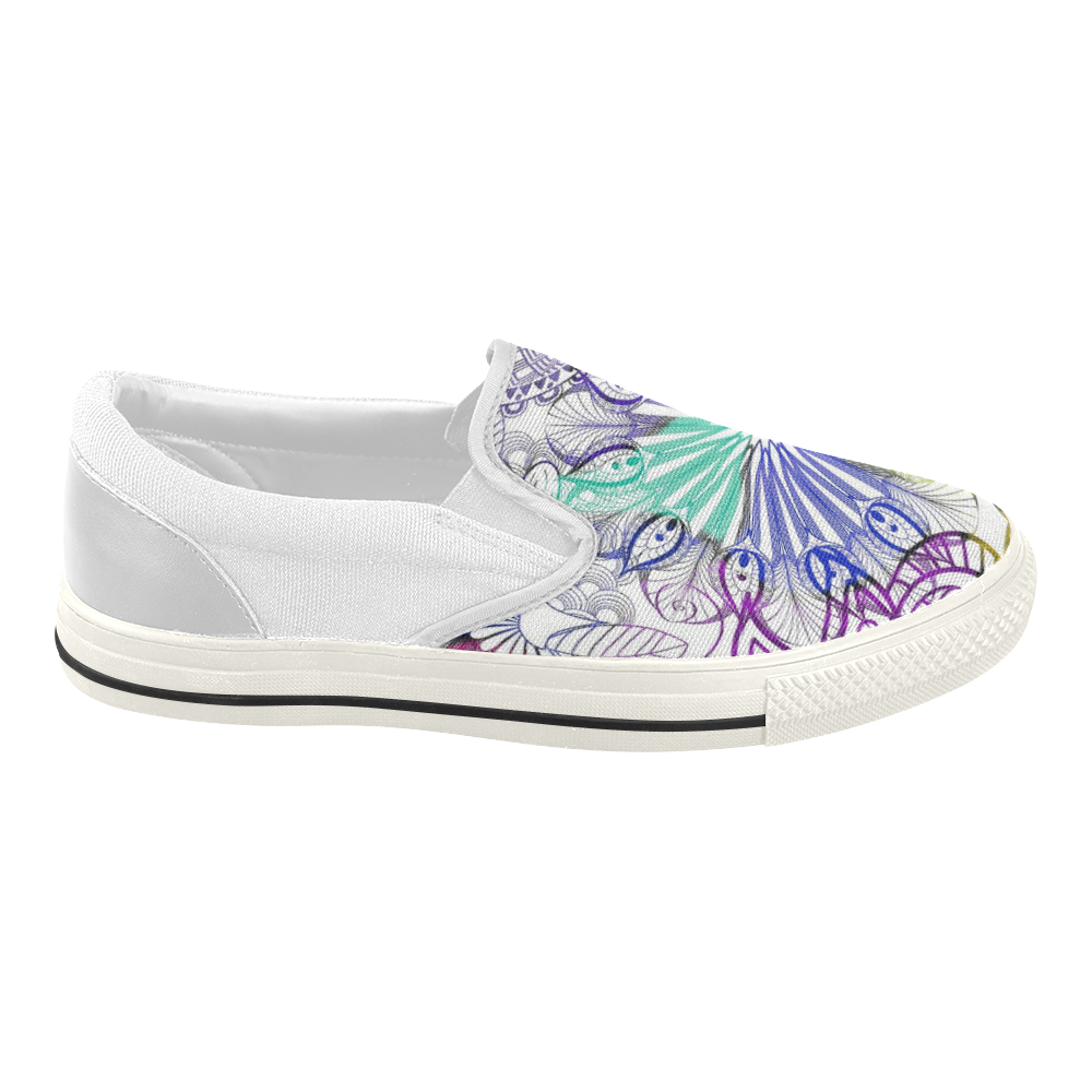 Zentangle Mix 1116A Women's Slip-on Canvas Shoes (Model 019)