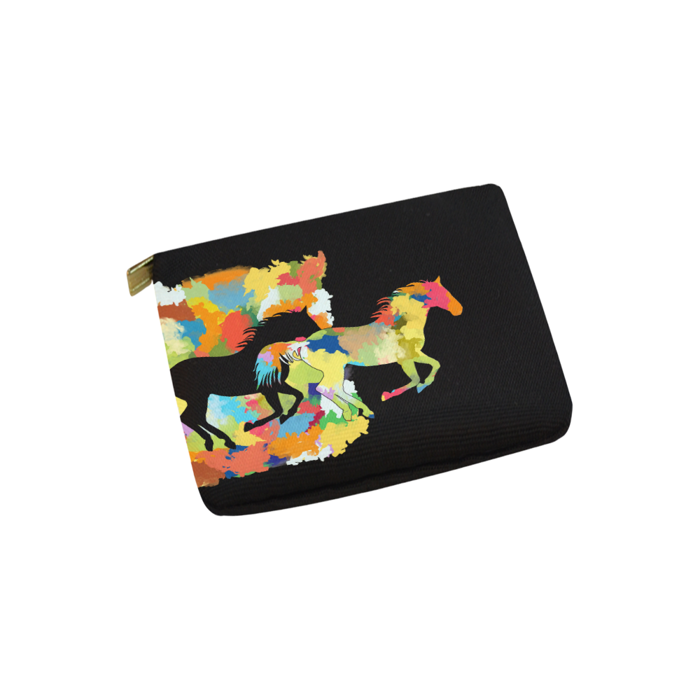 Horse  Shape Galloping out of Colorful Splash Carry-All Pouch 6''x5''