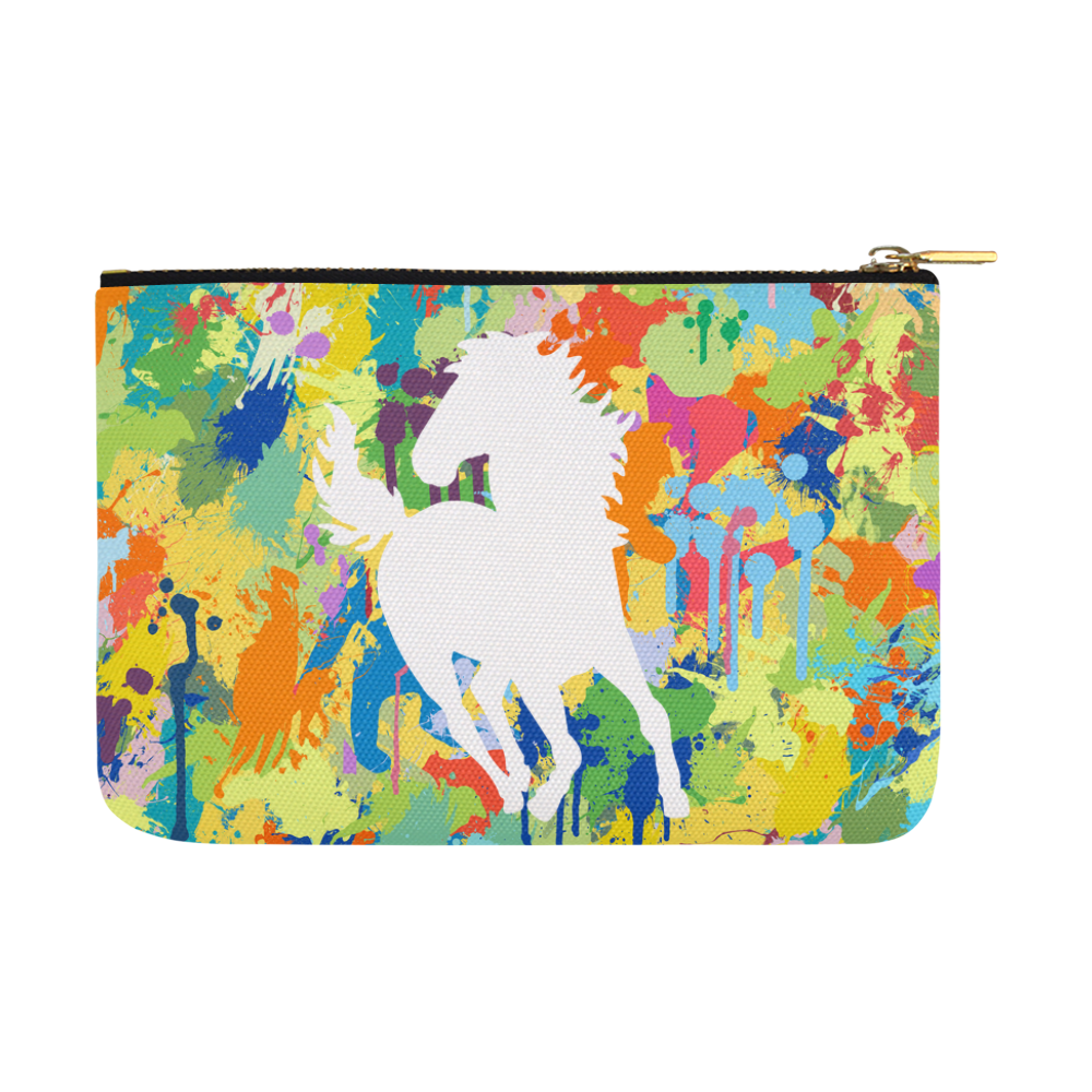Horse Shape Template Colorful Splash Carry-All Pouch 12.5''x8.5''