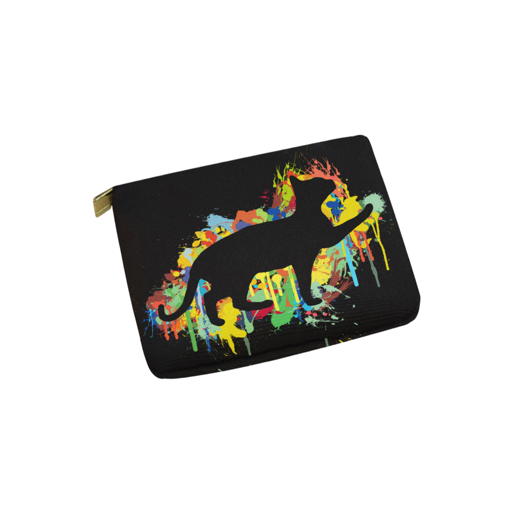 Lovely Cat Colorful Painting Splash Carry-All Pouch 6''x5''