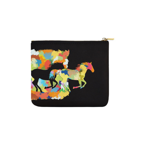 Horse  Shape Galloping out of Colorful Splash Carry-All Pouch 6''x5''