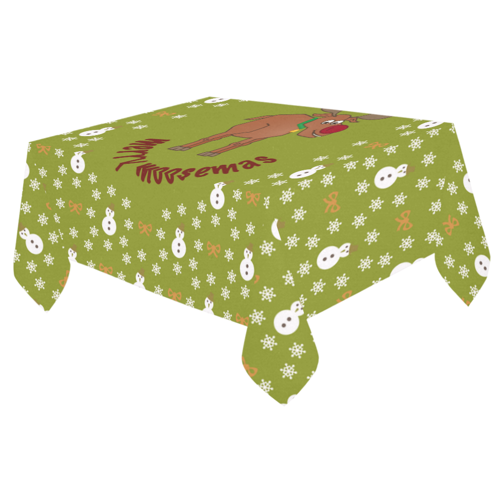 Merry Moosemas Cotton Linen Tablecloth 52"x 70"