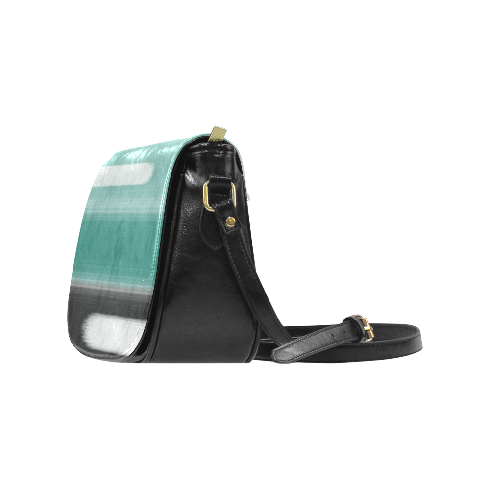 Green Abstract Classic Saddle Bag/Large (Model 1648)
