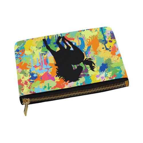 Horse Shape Template Colorful Splash Carry-All Pouch 12.5''x8.5''