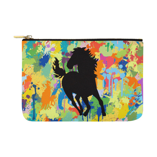 Horse Shape Template Colorful Splash Carry-All Pouch 12.5''x8.5''