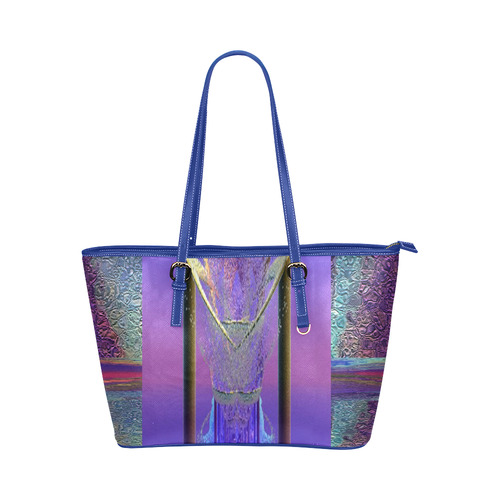Pattern leather tote bag by Annabellerockz-Arp721 Leather Tote Bag/Large (Model 1651)