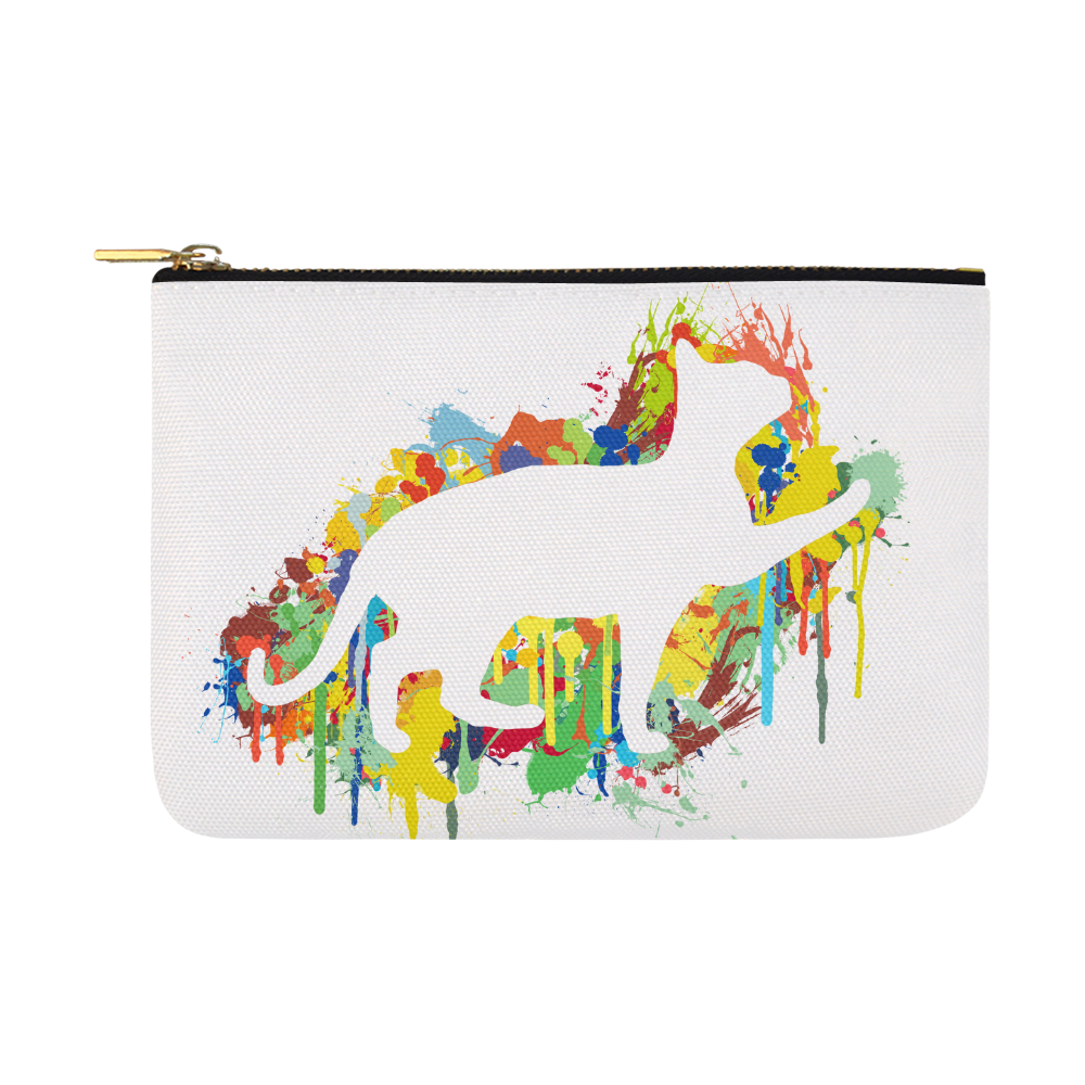 Lovely Cat Colorful Painting Splash Carry-All Pouch 12.5''x8.5''