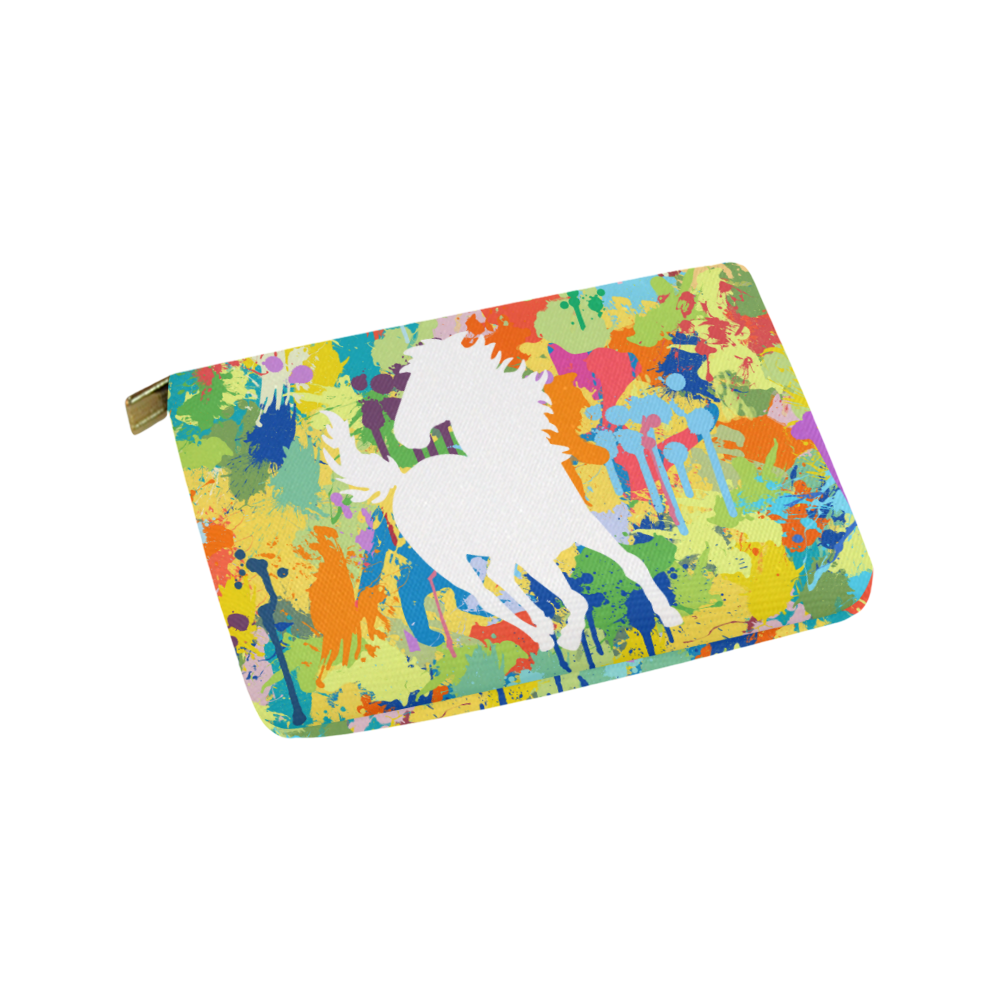 Horse Shape Template Colorful Splash Carry-All Pouch 9.5''x6''