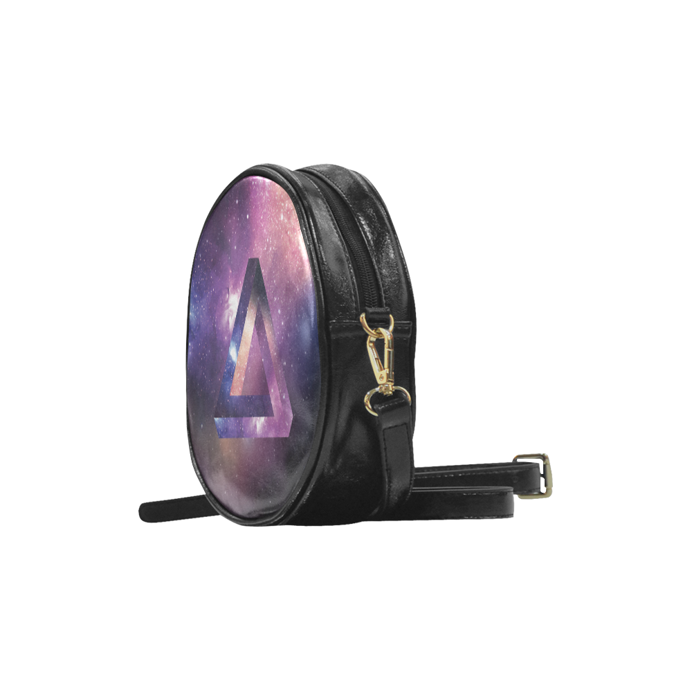 Trendy Purple Space Design Round Sling Bag (Model 1647)