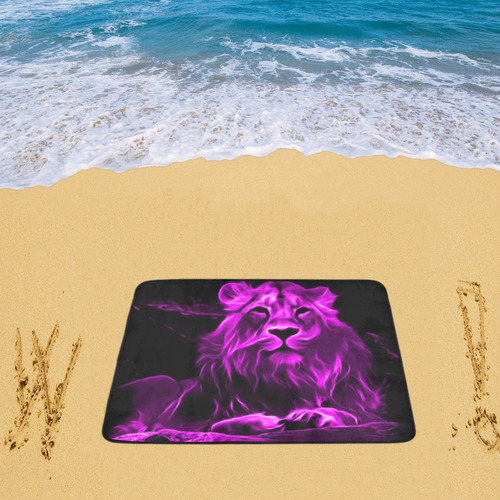 Animal ArtStudio- fiery lion B Beach Mat 78"x 60"