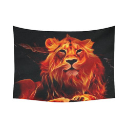 Animal ArtStudio- fiery lion A Cotton Linen Wall Tapestry 80"x 60"