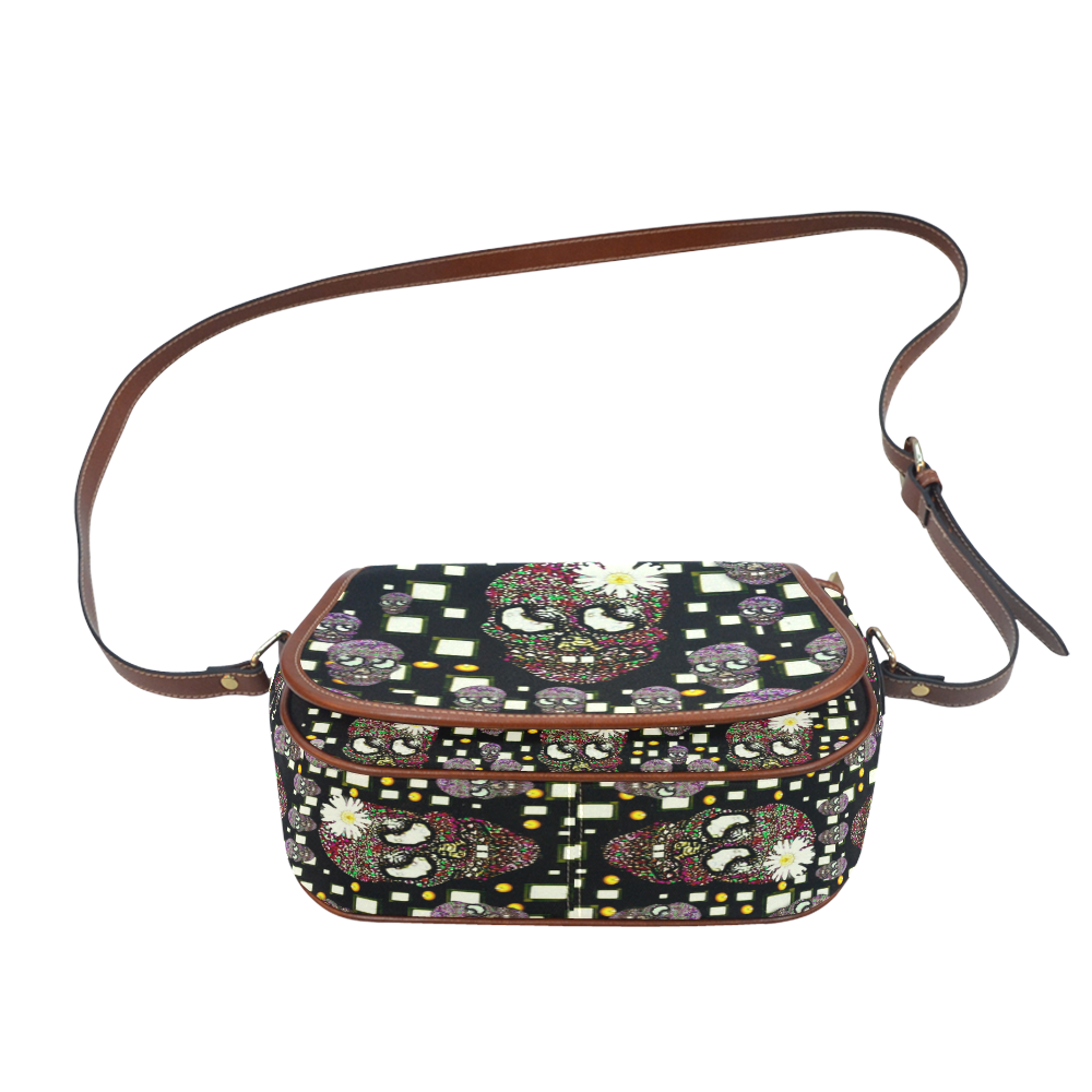 Floral skulls with sugar on Saddle Bag/Small (Model 1649) Full Customization