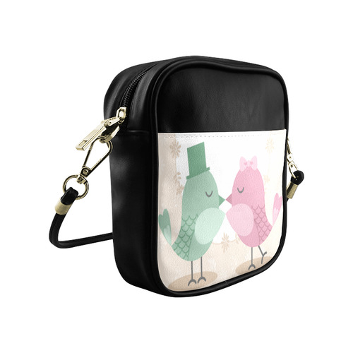 Cute Pink Green Love Birds Sling Bag (Model 1627)