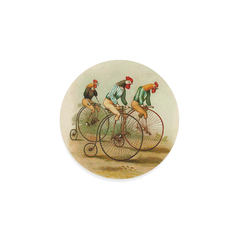 Vintage Bicycle Pennyfarthing Roosters Round Coaster