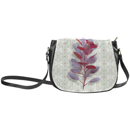 Red plant watercolor Classic Saddle Bag/Large (Model 1648)