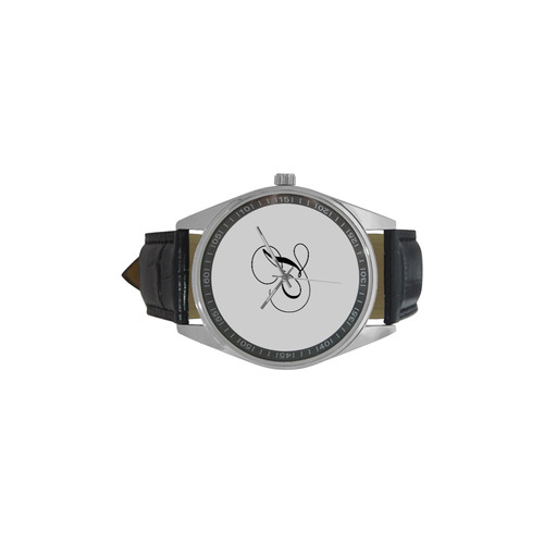 Letter A Classic Black - Jera Nour Men's Casual Leather Strap Watch(Model 211)