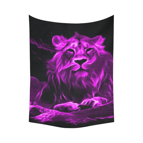 Animal ArtStudio- fiery lion B Cotton Linen Wall Tapestry 60"x 80"