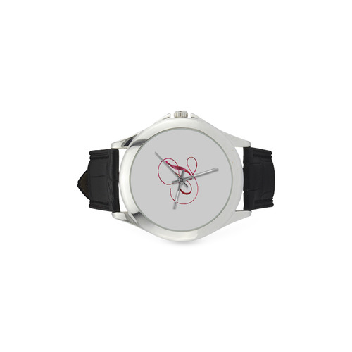 Letter A Pink Red - Jera Nour Women's Classic Leather Strap Watch(Model 203)