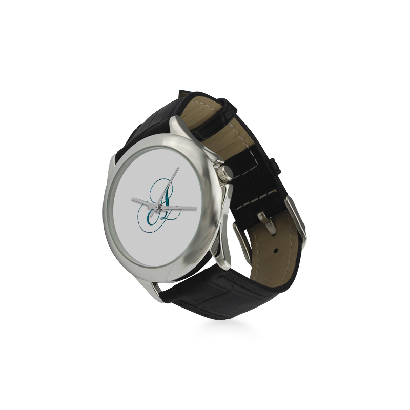 Letter A Blue - Jera Nour Women's Classic Leather Strap Watch(Model 203)