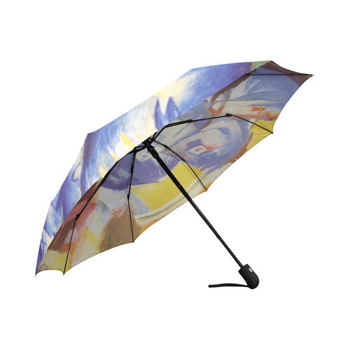 The Tower Of The Blue Horses by Franz Marc Auto-Foldable Umbrella (Model U04)