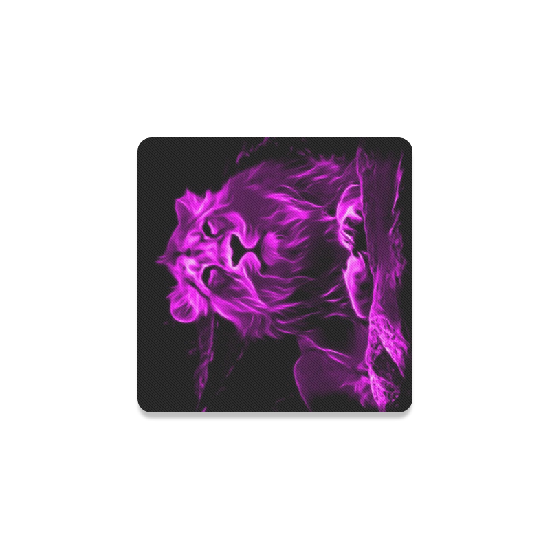 Animal ArtStudio- fiery lion B Square Coaster