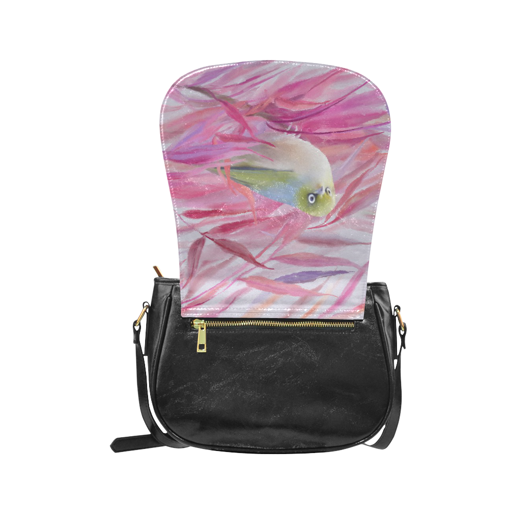 Cute SilverEye, angry bird watercolor Classic Saddle Bag/Large (Model 1648)