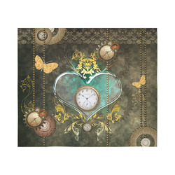 Steampunk, elegant design with heart Cotton Linen Wall Tapestry 60"x 51"