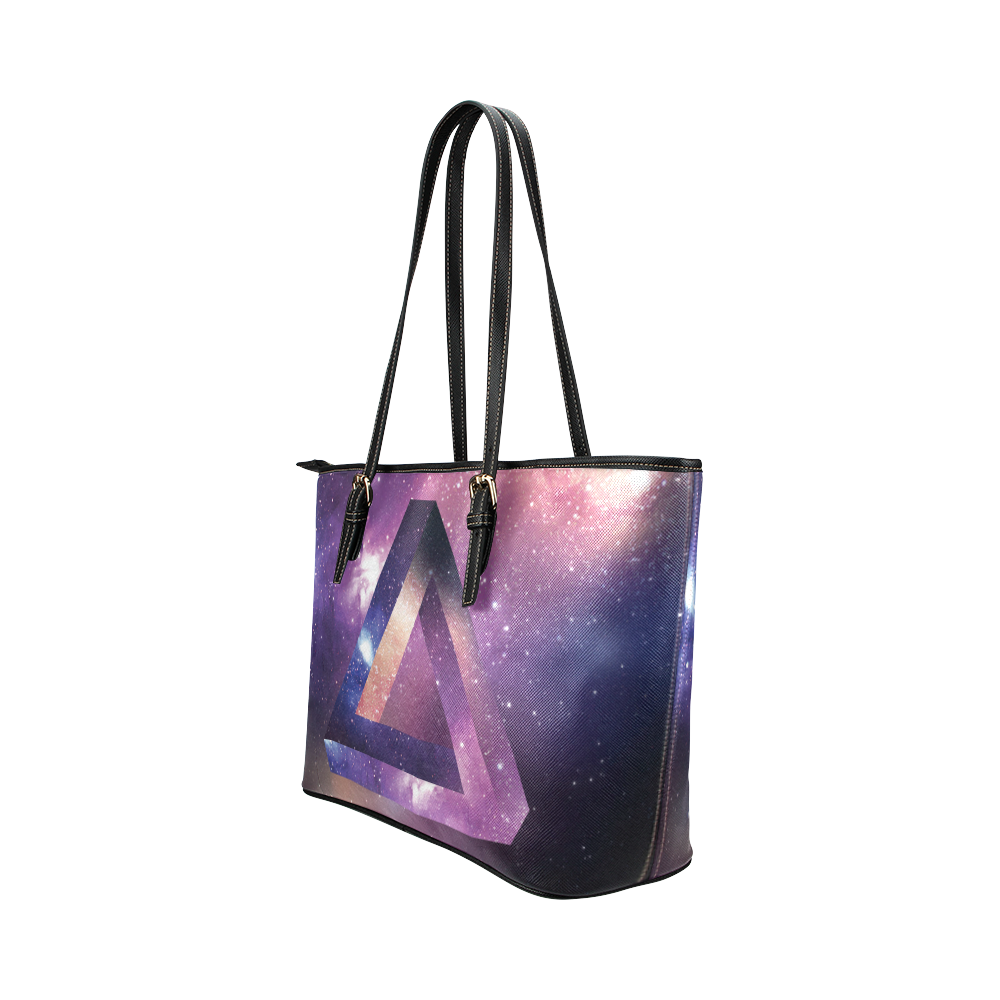Trendy Purple Space Design Leather Tote Bag/Small (Model 1651)