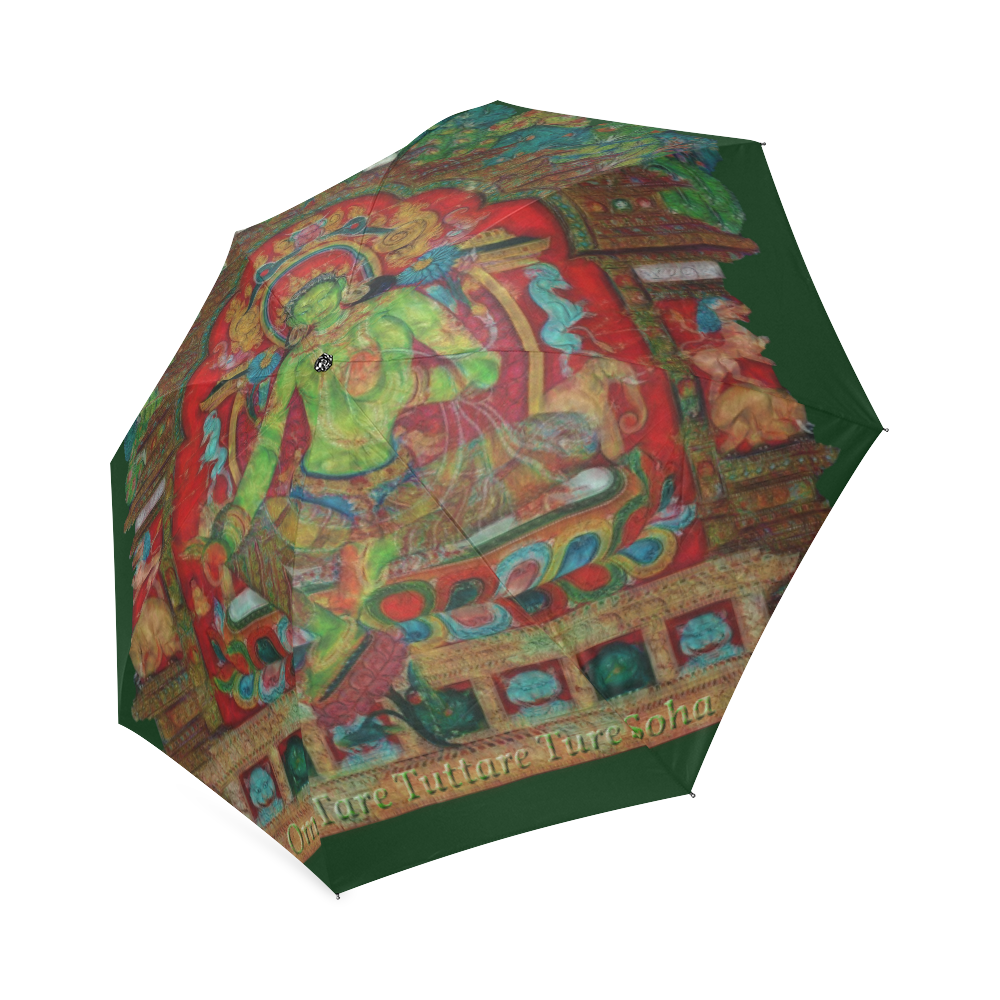 Green Tara from Tibetan Buddhism Foldable Umbrella (Model U01)