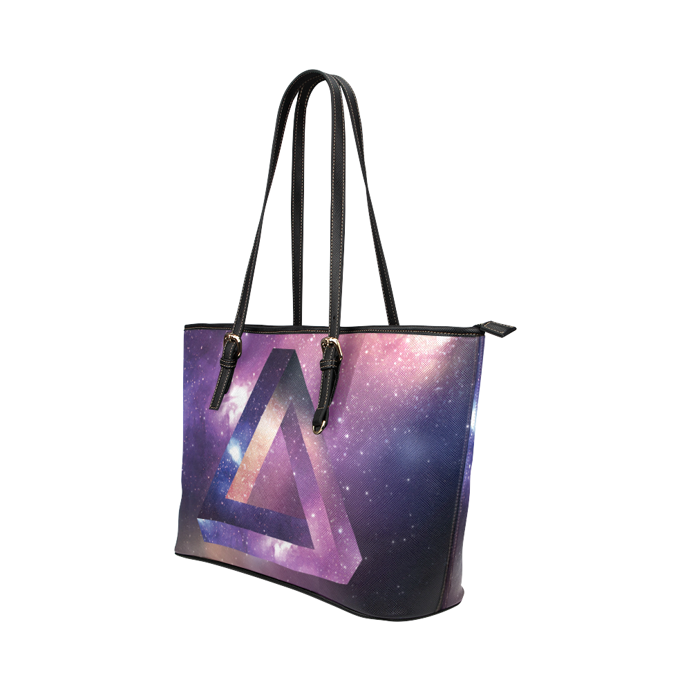 Trendy Purple Space Design Leather Tote Bag/Small (Model 1651)